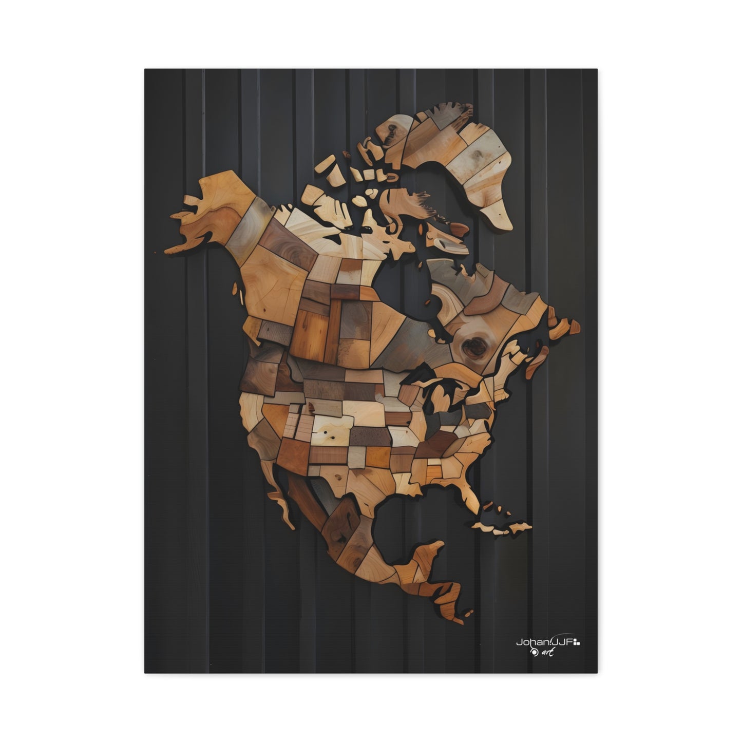 North America & Canada Wooden Continent